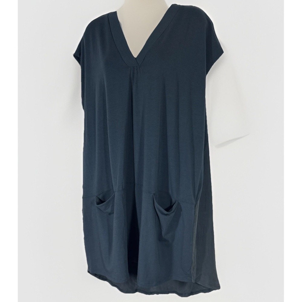 Garnet Hill Mixed Media Lola Knit Tunic Dress L Sleeveless Flowy Soft FLAW